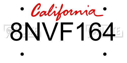 8NVF164 California License Plate