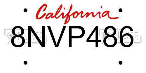8NVP486 California License Plate