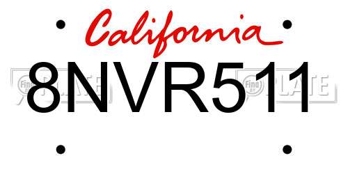 8NVR511 California License Plate
