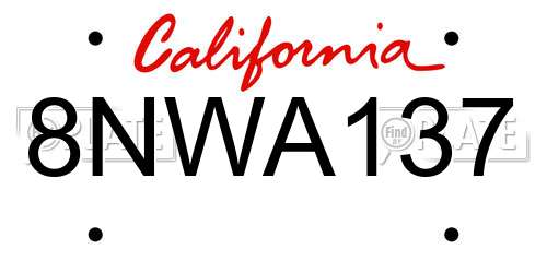 8NWA137 California License Plate