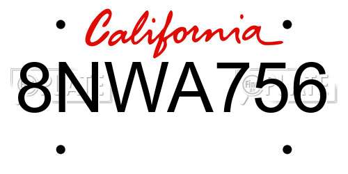 8NWA756 California License Plate