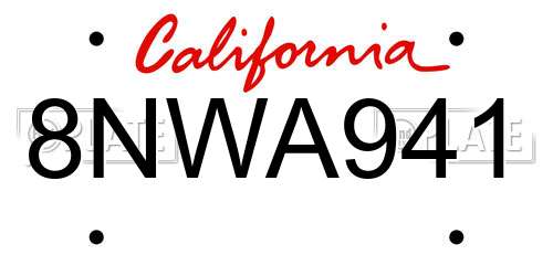 8NWA941 California License Plate