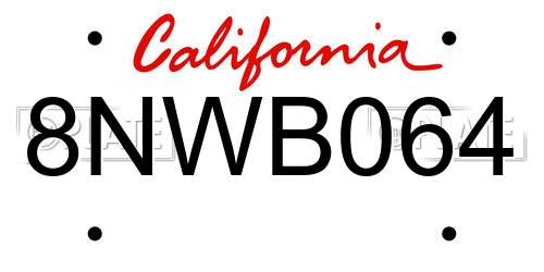 8NWB064 California License Plate