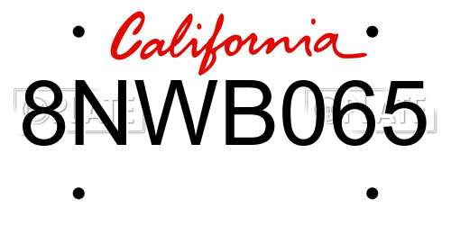 8NWB065 California License Plate