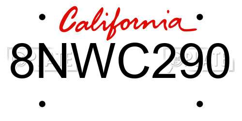 8NWC290 California License Plate