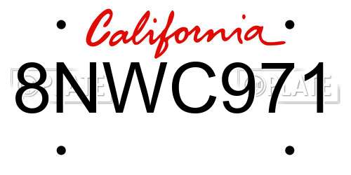 8NWC971 California License Plate