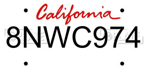 8NWC974 California License Plate