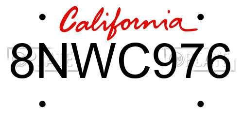 8NWC976 California License Plate