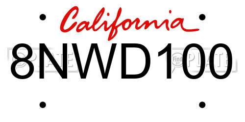 8NWD100 California License Plate