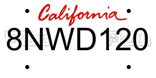 8NWD120 California License Plate