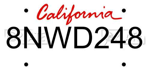 8NWD248 California License Plate