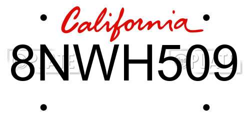 8NWH509 California License Plate