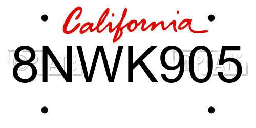 8NWK905 California License Plate