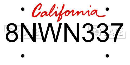 8NWN337 California License Plate
