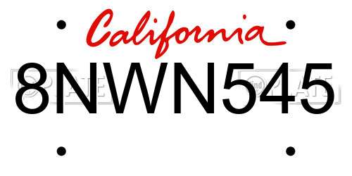 8NWN545 California License Plate