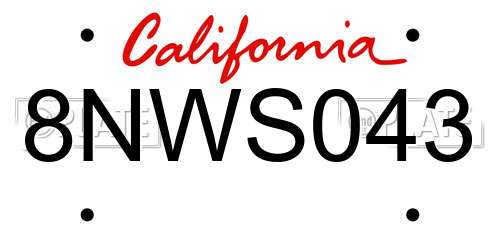 8NWS043 California License Plate