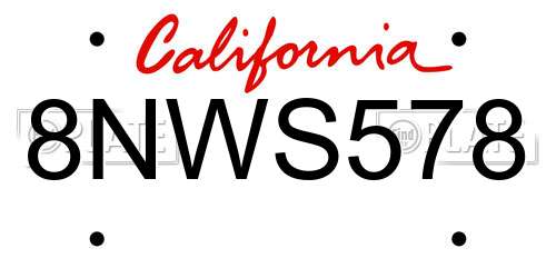 8NWS578 California License Plate