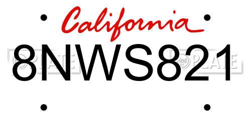 8NWS821 California License Plate