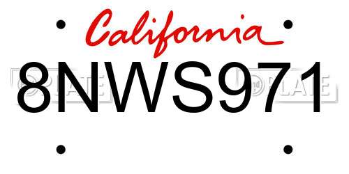 8NWS971 California License Plate