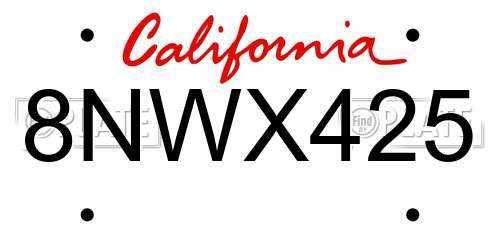8NWX425 California License Plate