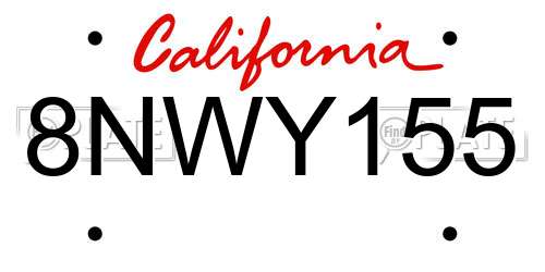 8NWY155 California License Plate