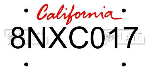 8NXC017 California License Plate