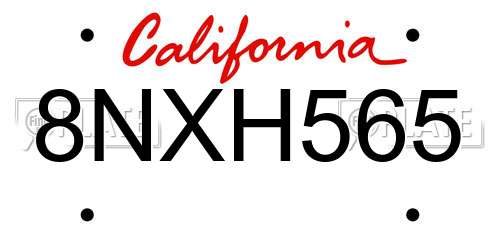 8NXH565 California License Plate