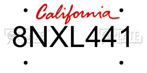 8NXL441 California License Plate