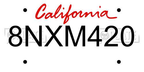 8NXM420 California License Plate