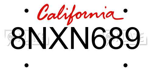 8NXN689 California License Plate