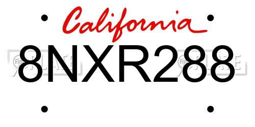 8NXR288 California License Plate