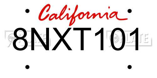 8NXT101 California License Plate