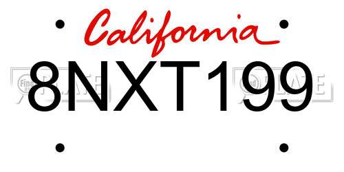 8NXT199 California License Plate