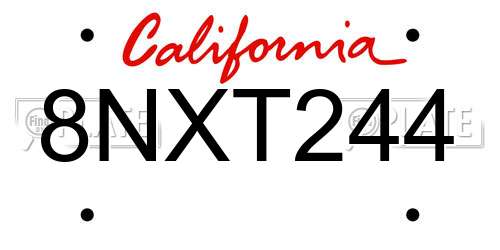 8NXT244 California License Plate