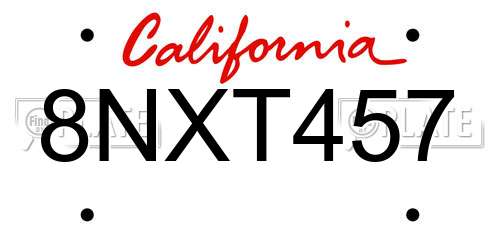 8NXT457 California License Plate