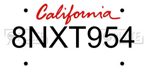 8NXT954 California License Plate