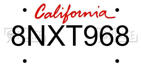 8NXT968 California License Plate