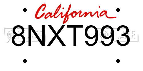 8NXT993 California License Plate