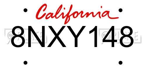 8NXY148 California License Plate