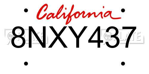 8NXY437 California License Plate