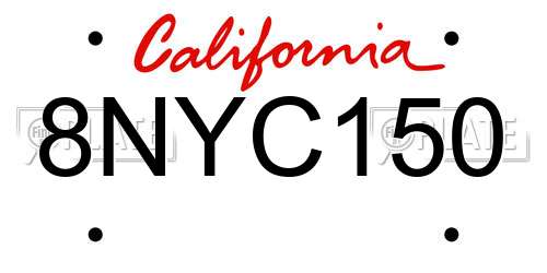8NYC150 California License Plate