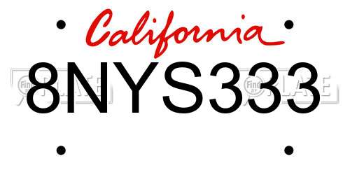 8NYS333 California License Plate