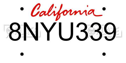 8NYU339 California License Plate