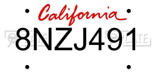 8NZJ491 California License Plate
