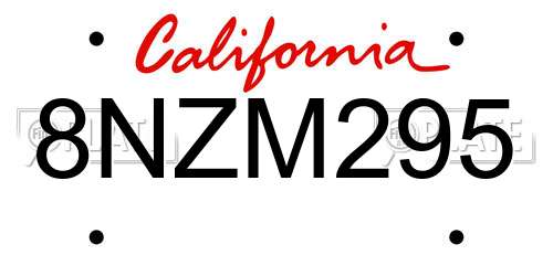 8NZM295 California License Plate
