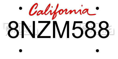 8NZM588 California License Plate