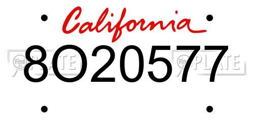 8O20577 California License Plate