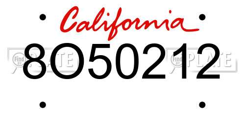 8O50212 California License Plate