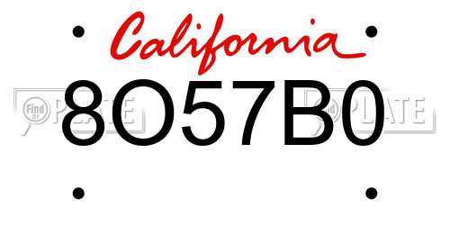 8O57B0 California License Plate