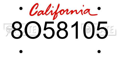 8O58105 California License Plate